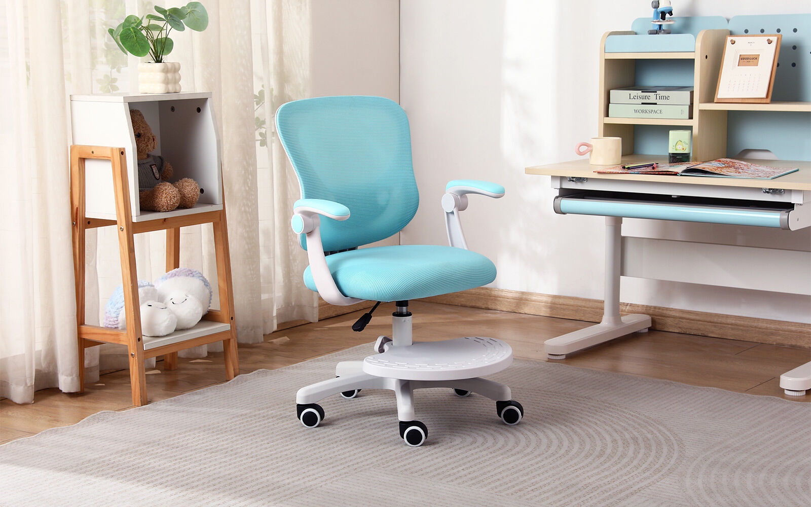 Kids Desk Chair - Children Office Study Seat with Footrest CILO - Blue