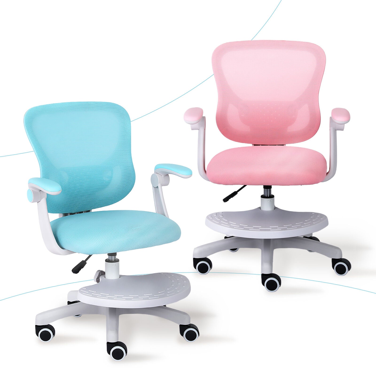 Kids Desk Chair - Children Office Study Seat with Footrest CILO - Blue