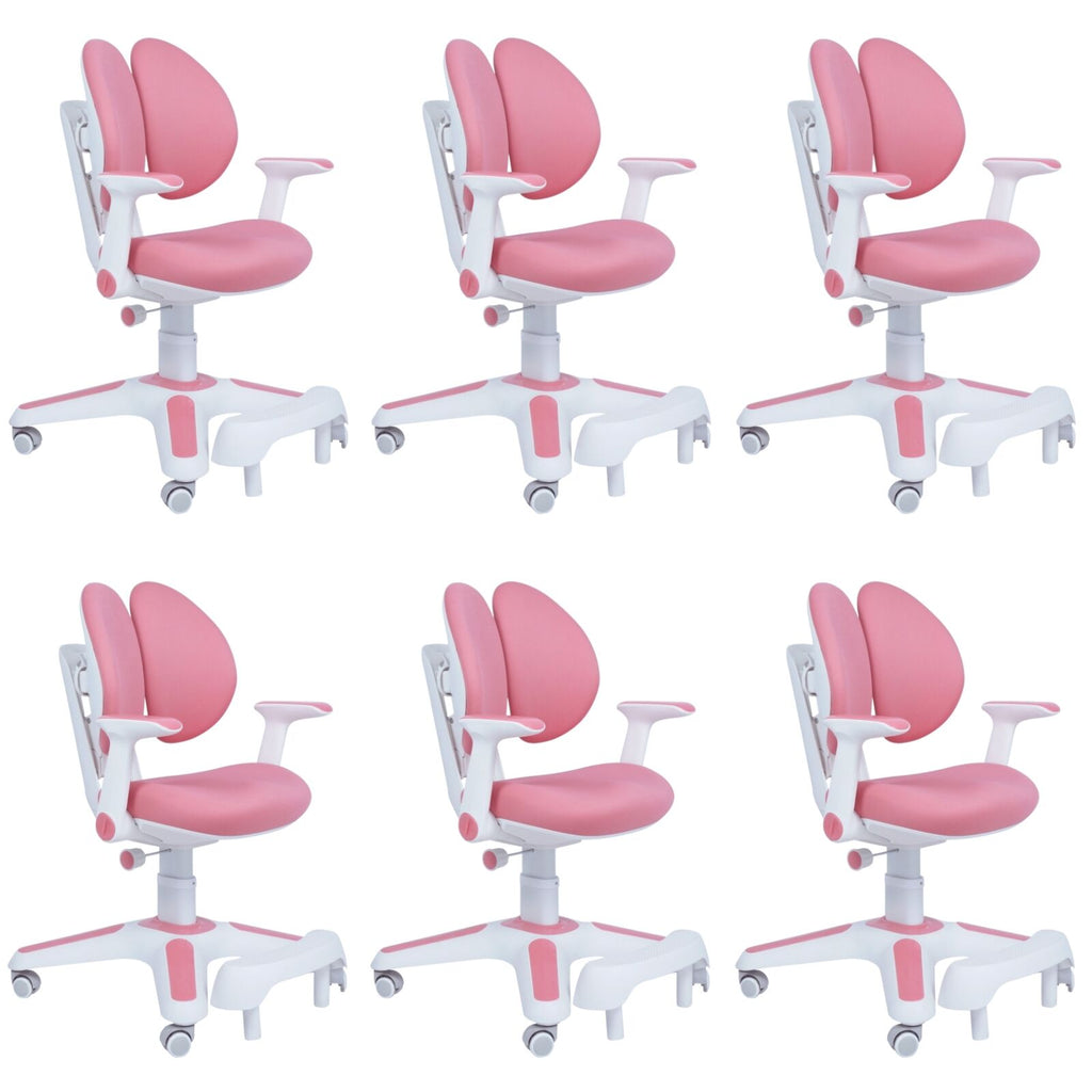 6x Ergonomic Children Kids Study Chairs Height Adjustable - Pink